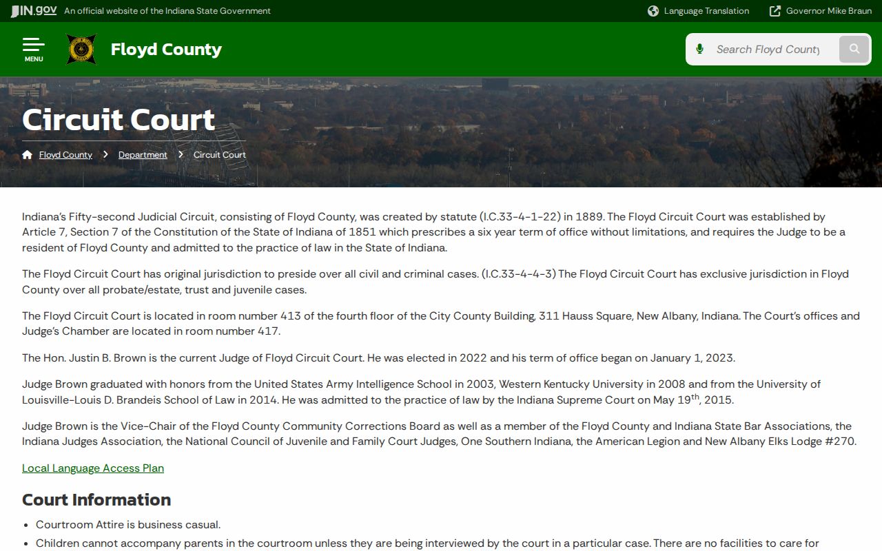 Floyd Circuit Court official contact page