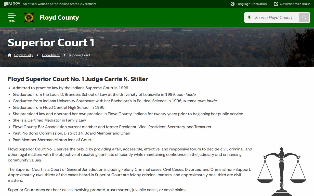 Floyd Superior Court 1 official page