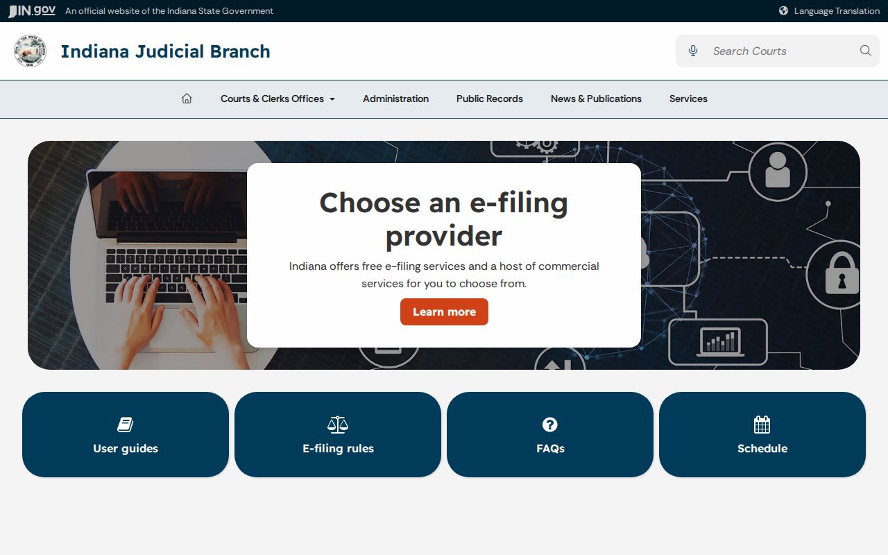 Indiana court e-filing information