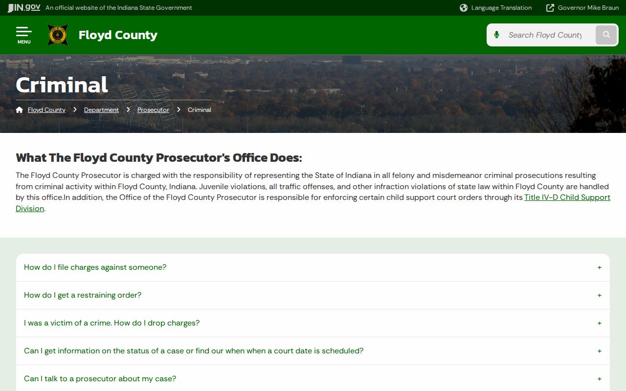 Floyd prosecutor criminal court schedule guidance