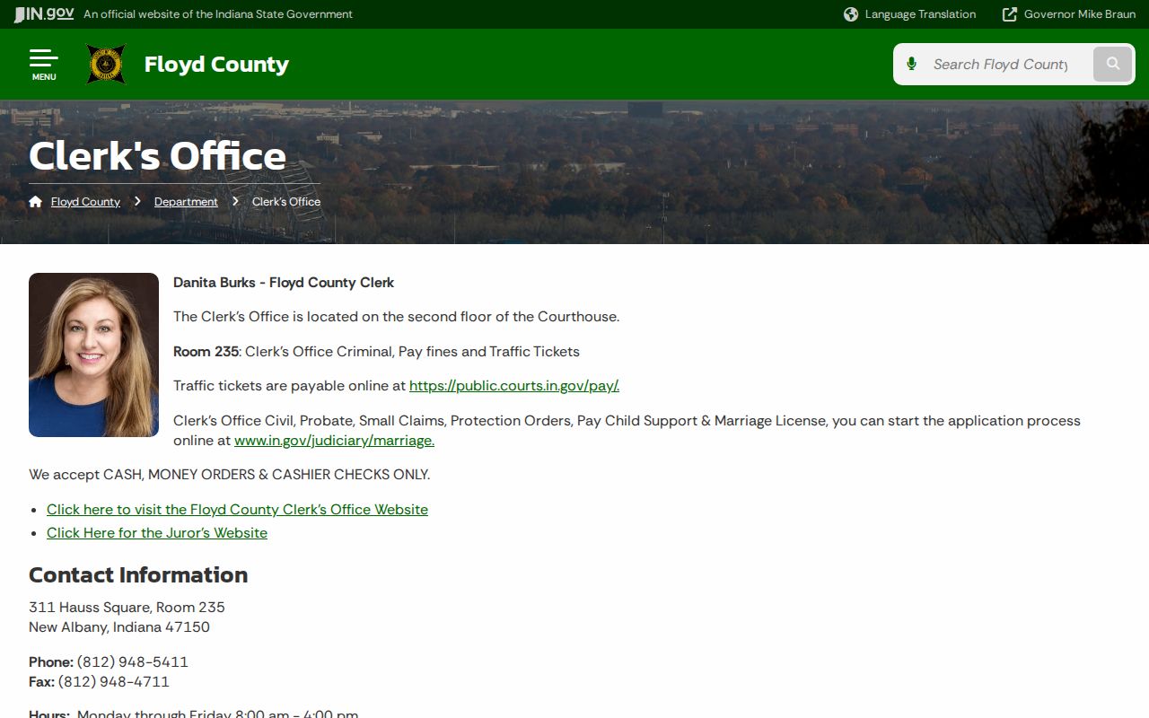 Floyd County court docket Clerk department services