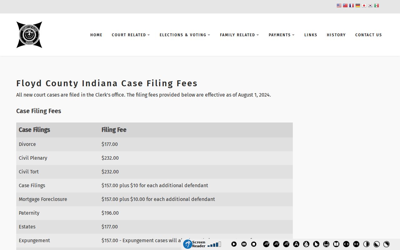 Floyd County court record copy and certification fees