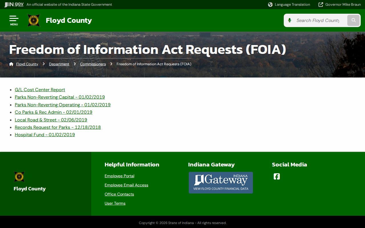 Floyd County public records request landing page